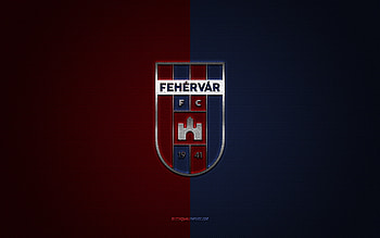 Fehervar FC, Hungarian football club, blue-red logo, blue-red carbon fiber background, Nemzeti Bajnoksag I, football, NB I, Szekesfehervar, Hungary, Fehervar FC logo HD wallpaper