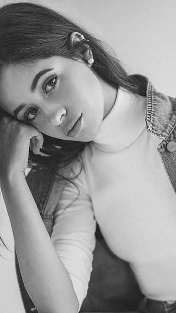 Super cute Camila, Black & White, monochrome, earrings, smile, latina, singer, music, Camila Cabello HD phone wallpaper
