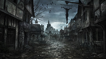 middle-ages jonasdero_deviantart_com jonasdero dark horror scary creepy spooky cities buildings architecture cg digital- HD wallpaper