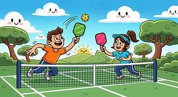 Pickleball Fun: Playful Match in a Bright Cartoon Park, Paddle, ball HD wallpaper