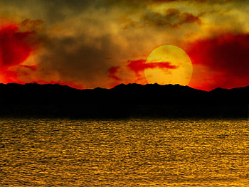Landscape, Sunset, Sea, Sun HD wallpaper