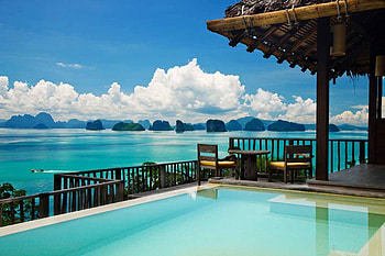 Divine View out from Apartment in Thailand, blue, tropical, indonesia, beach, holiday, zen, mountains, sun, ocean, tranquility, swimming, sea, Thailand, luxury, room, exotic, hotel, paradise, suite, lagoon, retreat, rocks, apartment, asia, pool, resort HD wallpaper