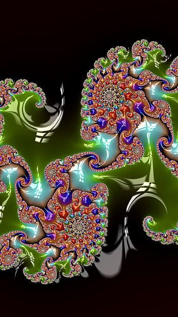 Fractal Art for your Smart or Tablet, black, green, CGI, psychedelic, trippy, Abstract, fractal, abstract green, abstract black HD phone wallpaper