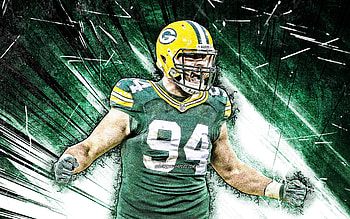 Dean Lowry, grunge art, Green Bay Packers, defensive end, american football, NFL, Dean Vincent Lowry, Dean Lowry Green Bay Packers, green abstract rays, Dean Lowry HD wallpaper