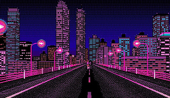 pixel city skyline - Fondo de pantalla del ordenador portátil, Fondos de pantalla en movimiento, Fondos de pantalla escritorio, Neon Pixel HD wallpaper