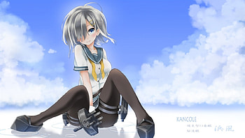 Clouds, Sky and Hamakaze, Beauty, Wall, Hamakaze, BG, Anime, Hotti Atrybute, Kantai Collect, Girl, Hotti Clothes, Colours, New, Kantai Model, Clouds, Sky HD wallpaper