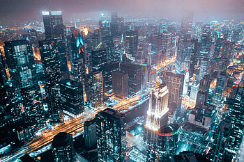 Cities, Architecture, Building, Lights, View From Above, Night City, Overview, Review HD wallpaper