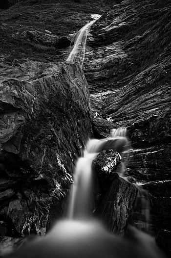 Landscape, Nature, Rivers, Rock, Waterfall, Bw, Chb HD phone wallpaper