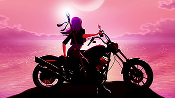 Motorcycle Girl , motorcycle, artist, artwork, digital-art, deviantart HD wallpaper