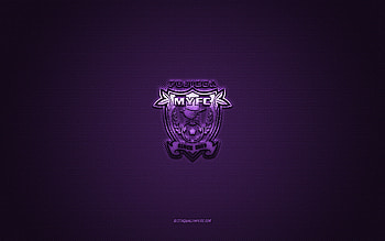 Fujieda MYFC, Japanese football club, purple logo, purple carbon fiber background, J3 League, football, Fujieda, Japan, Fujieda MYFC logo HD wallpaper