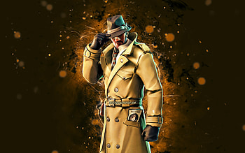 Sleuth, , brown neon lights, Fortnite Battle Royale, Fortnite characters, Sleuth Skin, Fortnite, Sleuth Fortnite HD wallpaper