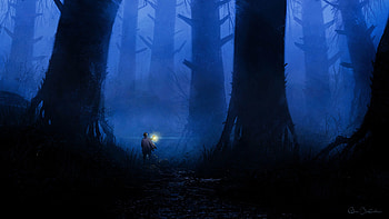 Art, Trees, Forest, Fog, Lamp, Lantern, Loneliness HD wallpaper