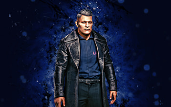 Aaron McCarlson, , blue neon lights, Cyberpunk 2077, RPG, fan art, Cyberpunk 2077 characters, Aaron McCarlson Cyberpunk HD wallpaper