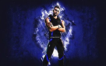 Fortnite Synth Striker Skin, Fortnite, main characters, blue stone background, Synth Striker, Fortnite skins, Synth Striker Skin, Synth Striker Fortnite, Fortnite characters HD wallpaper