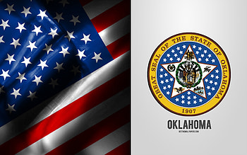 Seal of Oklahoma, USA Flag, Oklahoma emblem, Oklahoma coat of arms, Oklahoma badge, American flag, Oklahoma, USA HD wallpaper