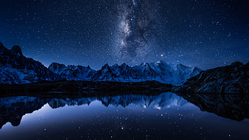 Night, Sky, Stars, Mountain, Lake, Landscape, Scenery, . Mocah HD wallpaper