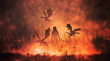 Daenerys Targaryen With Dragons Illustration, daenerys-targaryen, game-of-thrones, tv-shows, dragon, artwork, artist, digital-art, behance HD wallpaper