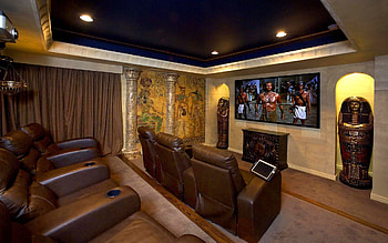 Home theater rooms, Seating arrangement, Cozy setup, Intimate movie experience HD wallpaper