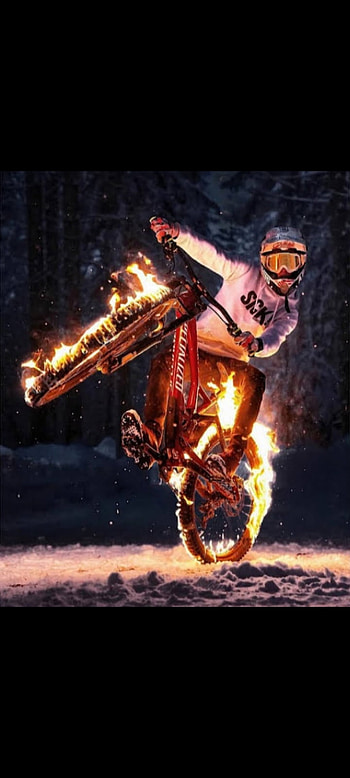 mtb, cool, fire, flames, bike HD phone wallpaper