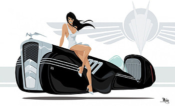 Empire Speeder, retro, model, empire, car, woman, art deco HD wallpaper