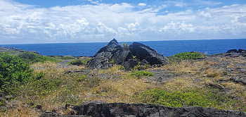 Lava Fields, Hawaii, Ocean, Grass, Lava, Hawaii, Clouds, Sky HD wallpaper