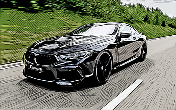 BMW M8, , vector art, BMW M8 drawing, F92, G8M, creative art, BMW M8 art, vector drawing, abstract cars, car drawings, BMW HD wallpaper