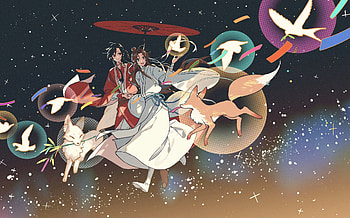 Tian Guan Ci Fu : Xie Lian & Hua Cheng Anime Magic, Xie Lian, Hua Cheng, Anime, Tian Guan Ci Fu HD wallpaper