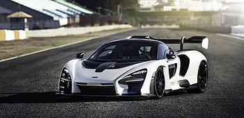 McLaren Senna, white, racing track, 2018 HD wallpaper