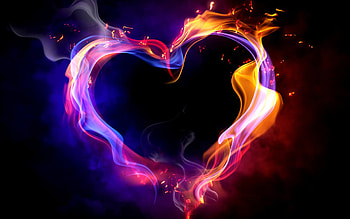 Fire Heart, Hearts HD wallpaper