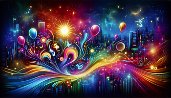 Happiness in Colorful Abstract, happiness, colorful, Abstract, cityscape, balloon HD wallpaper