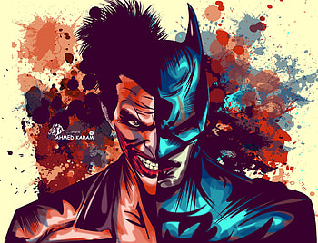 Joker And Batman Faces Artwork, artist, joker, batman, artwork, artstation HD wallpaper