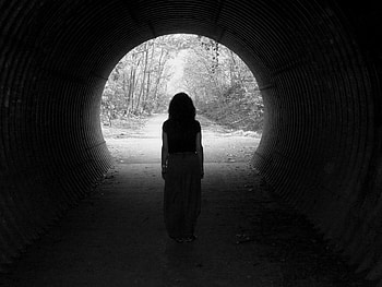 So there really is light at the end of the tunnel, tunnel, dreams, woods, trees, girl HD wallpaper