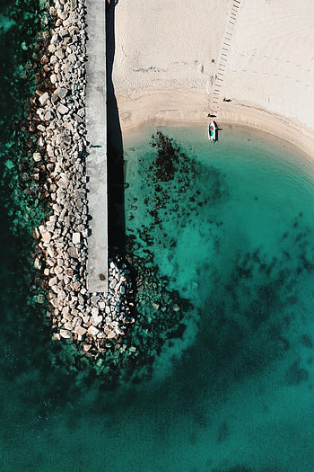 Nature, Stones, Sea, Beach, View From Above, Boat HD phone wallpaper
