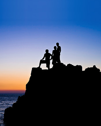 dom, men, silhouette, sunset HD phone wallpaper