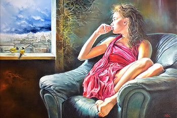 Pretty Woman in Art, Woman, pretty, Birds, Art HD wallpaper