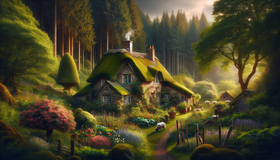 Cottagecore Serenity: Ultra, cottagecore, cottage, forest, landscape, nature HD wallpaper