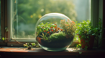 Serene Glass Terrarium - Nature Indoors, terrarium, plant, indoor gardening, sunlight HD wallpaper