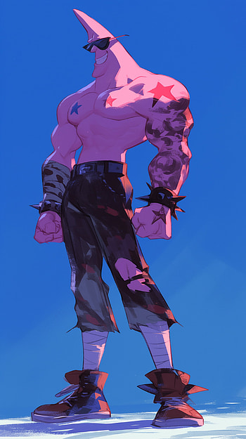 Muscled Patrick Star HD phone wallpaper