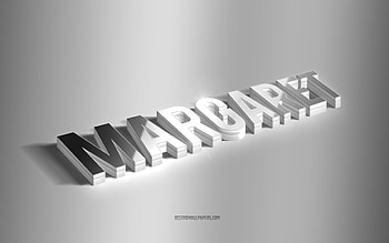 Margaret, silver 3d art, gray background, with names, Margaret name, Margaret greeting card, 3d art, with Margaret name HD wallpaper