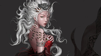 Dark Goddess, goddess, roses, dark, red HD wallpaper