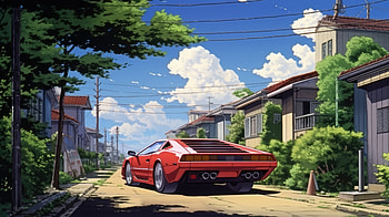 Ghibli Style Lamborghini Countach, lamborghini-countach, lamborghini, cars, artist, artwork, digital-art HD wallpaper