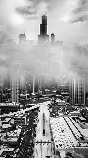 Black and White Chicago Skyline, Vintage charm, Nostalgic , Historic cityscape HD phone wallpaper
