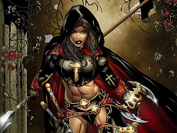 magdalena, comic, girl, abstract, weapons HD wallpaper