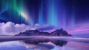 Aurora borealis landscape, Scenic beauty, Mountain scenery HD wallpaper