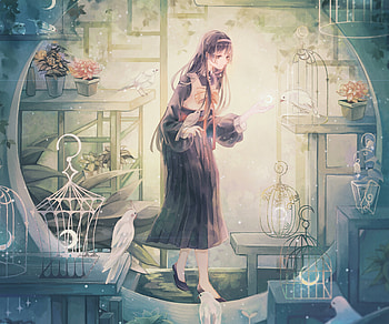 Anime Girl: Enchanted Garden Serenity, Anime, girl, anime girl HD wallpaper