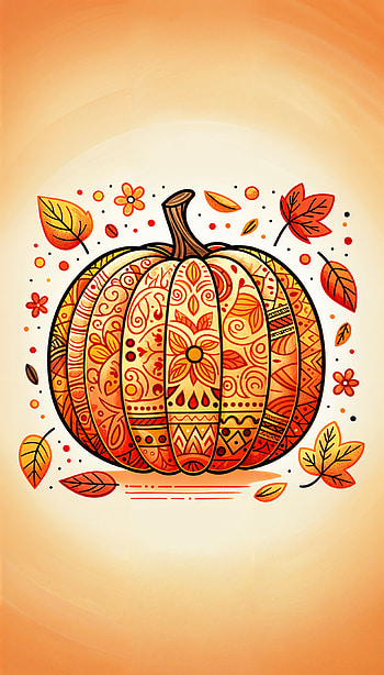 Autumn Elegance: A Pumpkin , pumpkin, Autumn, fall, leaf, illustration HD phone wallpaper