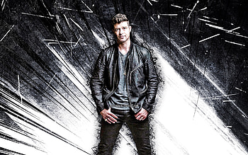 Robin Thicke, grunge art, american singer, music stars, gray abstract rays, american celebrity, Robin Charles Thicke, superstars, Robin Thicke HD wallpaper