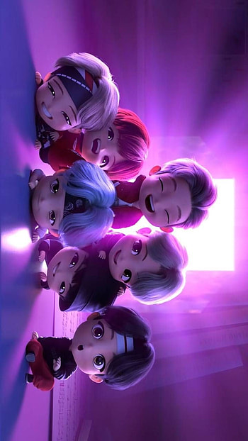 BTS, Purple, Jungkook, V, Jimin, Chibi, RM, Suga, J-Hope, Jin HD phone wallpaper