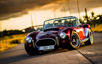 Classic, clouds, road, car HD wallpaper