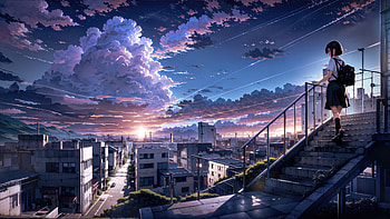 Makoto Shinkai Anime Cityscape , anime-girl, anime, artist, artwork, digital-art, artstation HD wallpaper